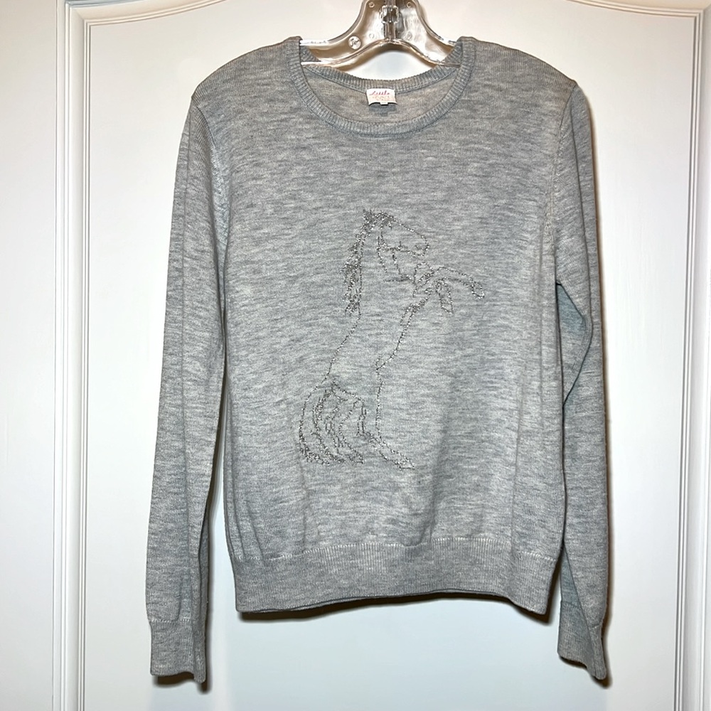 Little Karl Marc John light grey sweater with metallic stallion S 12